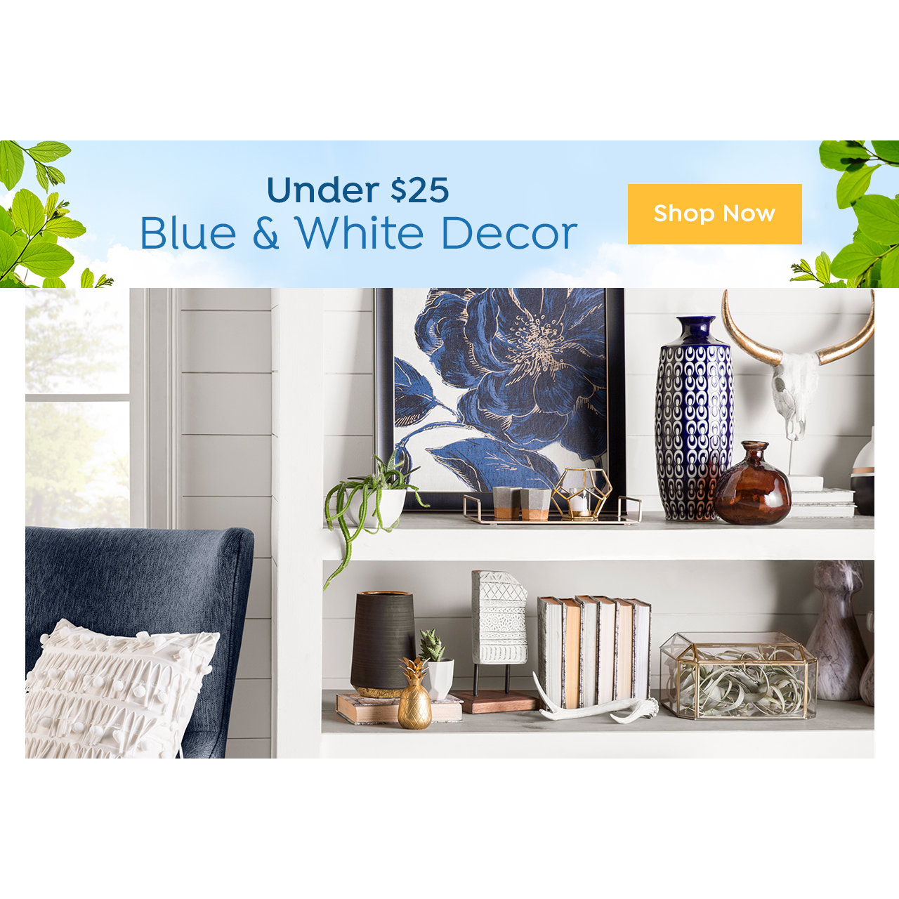 Blue & White Decor Under $25