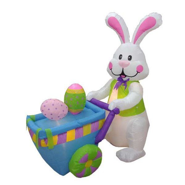 Inflatable Rabbit Pushing Cart with Eggs Decoration