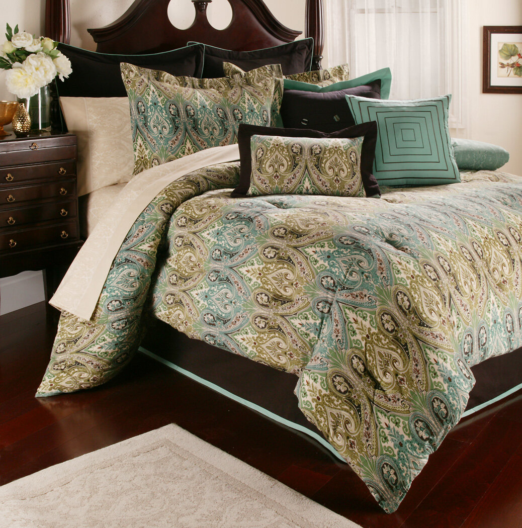 blue and brown bedding
