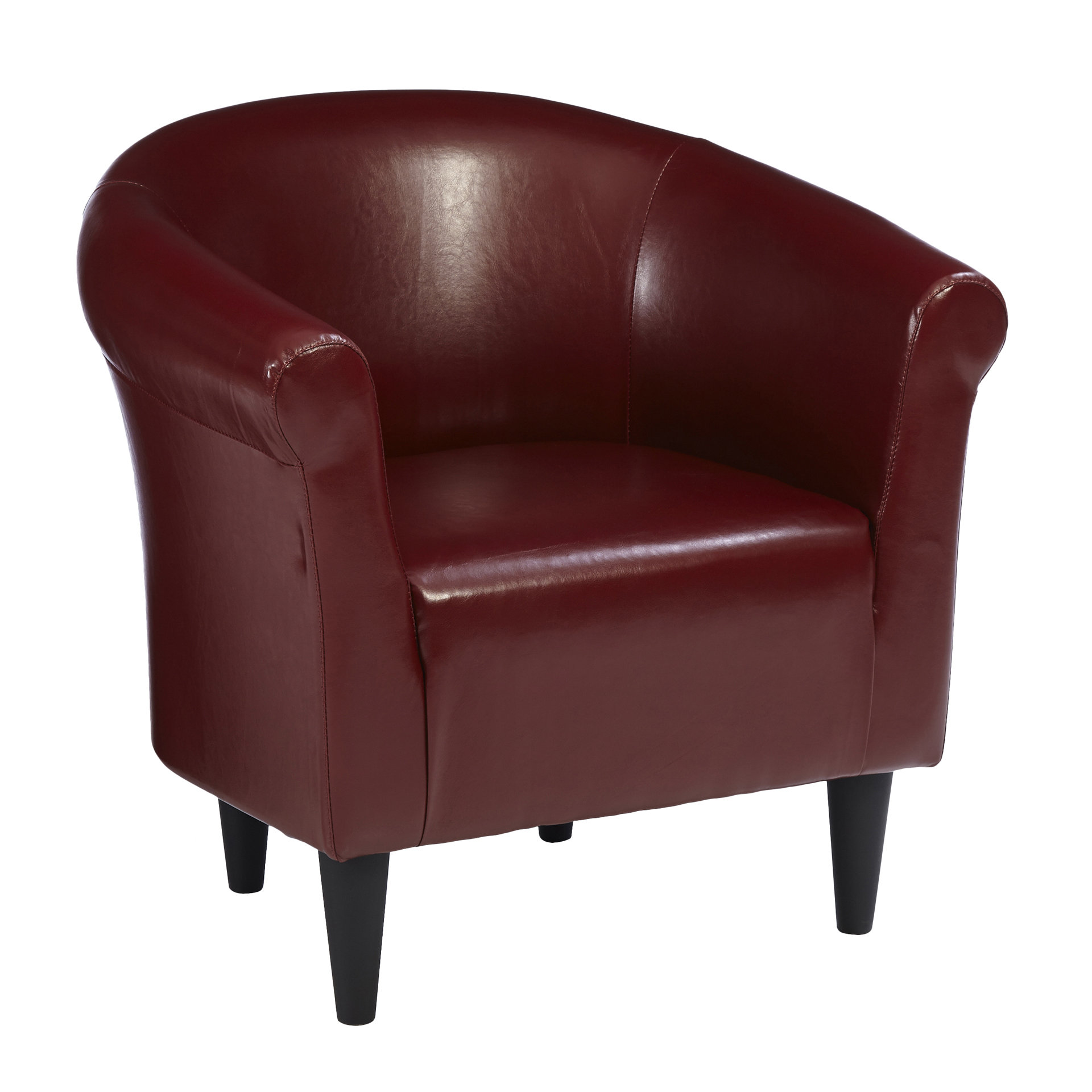 Modern Merlot Accent Club Chair Living Room Den Bedroom Office Red Faux