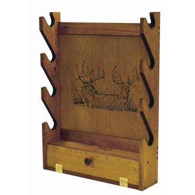 Evans Sports 4 Gun Wooden Rack with Two Trophy Deer Print