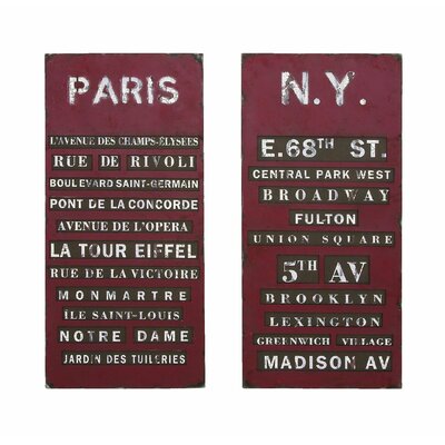 Woodland Imports New York and Paris Tourist Destinations Wall Art (Set