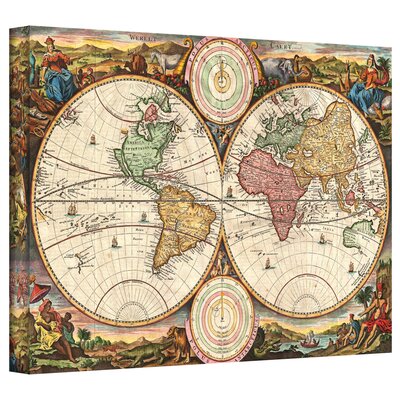 Art Wall Antique Maps 1730 Map of the World Gallery Wrapped Canvas Wall Art