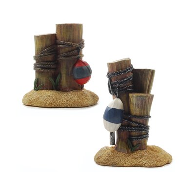 Blossom Bucket 2 Piece Beach Posts with Buoys Statue Set