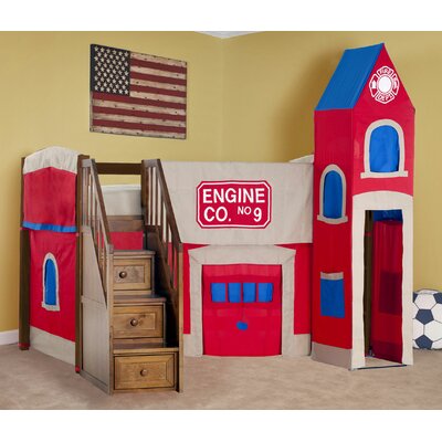 School House Junior Loft Bed with Firehouse Tent | Wayfair