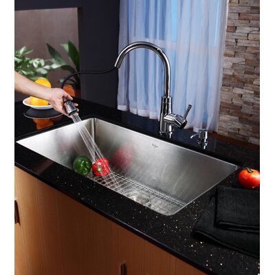 Kraus 32 Undermount Single Bowl Kitchen Sink with 14.9 Faucet and