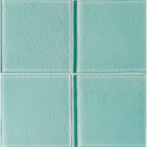 Daltile Molten Glass 4 1/4 x 4 1/4 Wall Tile in Aqua Mist