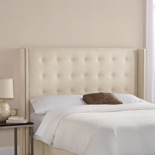 Skyline Furniture Nail Button Tufted Cotton Wingback Headboard