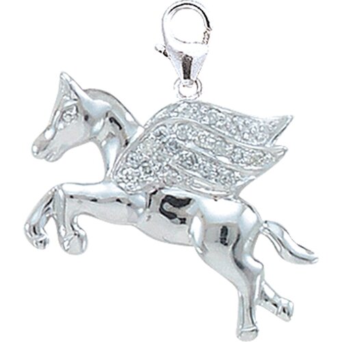 EZ Charms 14K White Gold Diamond Pegasus Charm