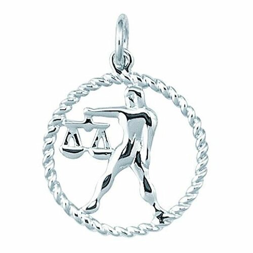 EZ Charms Sterling Silver Rope Border Open Circle Zodiac Libra Symbol