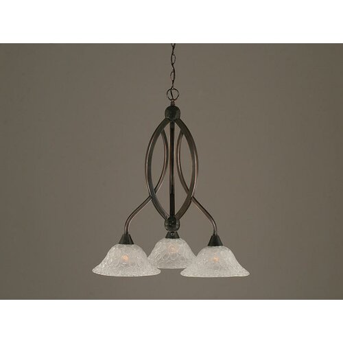 Toltec Lighting Bow 3 Light Chandelier with Glass Shade