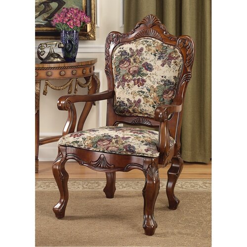 Design Toscano Emily Dickinson Floral Jacquard Fabric Arm Chair