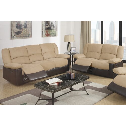 Poundex Bobkona 2 Piece Recliner Loveseat and Sofa Set