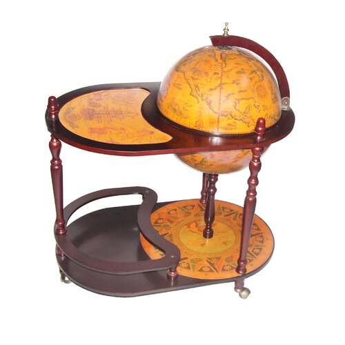 Merske LLC Italian Style 16.5 Floor Globe Bar Trolley in Old World