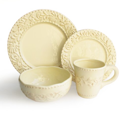 American Atelier Bianca Leaf 16 Piece Dinnerware Set