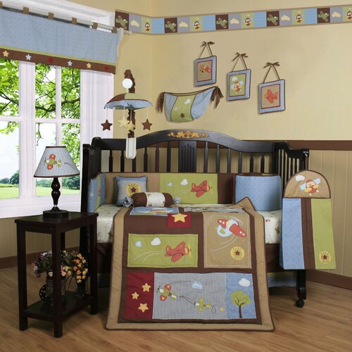 Geenny Boutique Airplane Aviator 13 Piece Crib Bedding Set