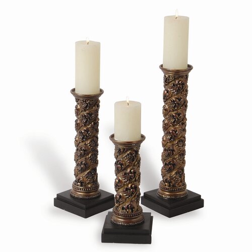 Crestview Cambria Resin Candlesticks (Set of 3)