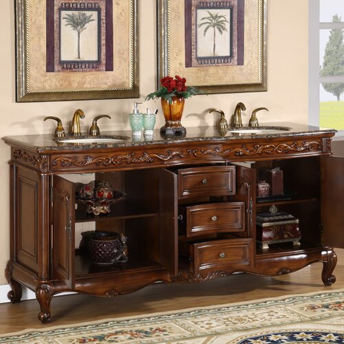 Silkroad Exclusive Ella 72 Double Sink Bathroom Vanity Set