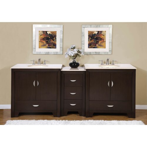 Silkroad Exclusive Ilene 89 Double Sink Bathroom Vanity Set