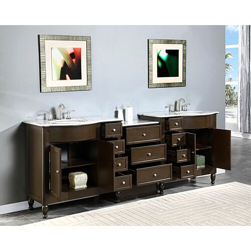 Silkroad Exclusive Kelston 95” Double Sink Cabinet Bathroom Vanity