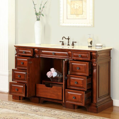 Silkroad Exclusive Bravia 57” Single Bathroom Vanity Set