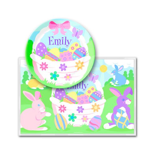 Olive Kids Easter Girls Personalized Meal Time Plate Set