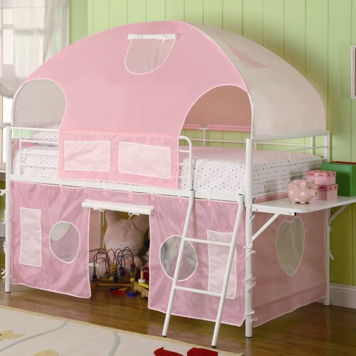 NE Kids School House Twin Princess Low Loft Bed with Slide