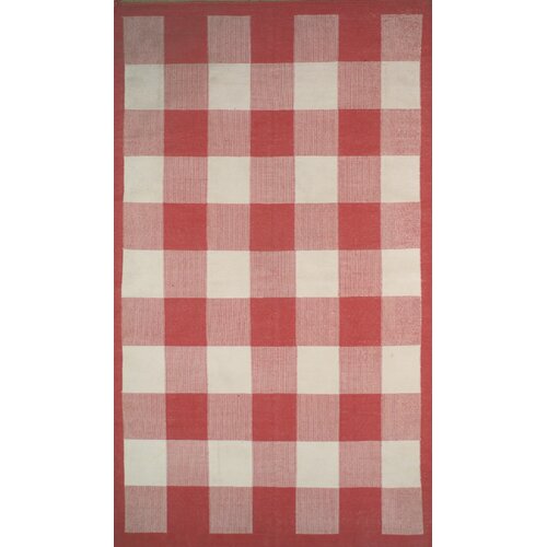 American Home Rug Co. Cottage Kilim Berry Red Elegant Check Rug