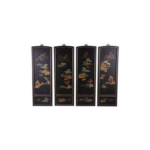 Oriental Furniture 4 Piece Japanese Landscape Wall Décor Set