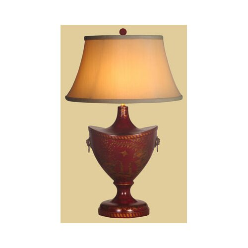 Oriental Furniture Lacquer Oval Table Lamp