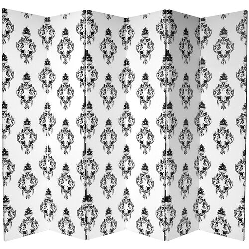 Oriental Furniture Double Sided Damask Canvas 6 Panel Room Divider in