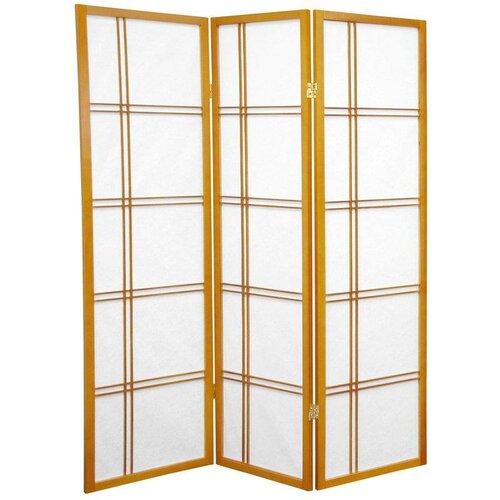 Oriental Furniture 5 Feet Tall Double Cross Shoji Screen in Honey