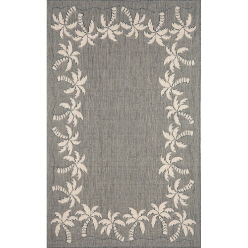 Liora Manne Terrace Silver Palmtree Border Rug