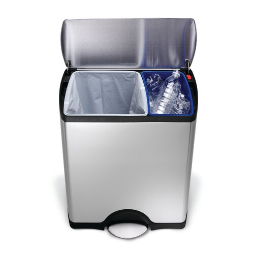 simplehuman 46 L / 12.5 Gal, Rectangular Step Trash Can Recycler