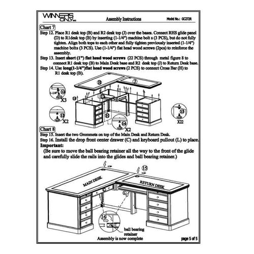 Winners Only, Inc. 72 Desk with Return