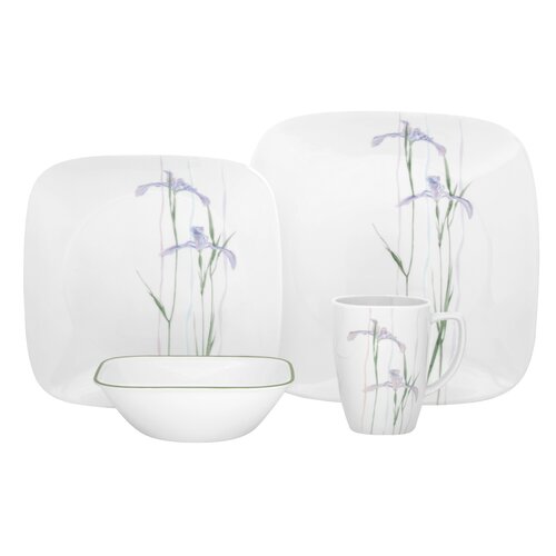 Corelle Shadow Iris Square 16 Piece Dinnerware Set