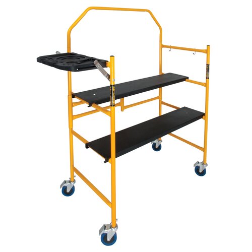 MetalTech Mini Scaffold with Folding Tool Shelf and Guard Rail