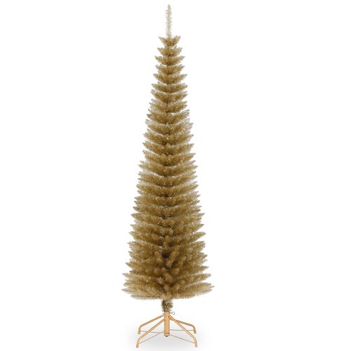 Decorators Slim 6.5 Champagne Tinsel Artificial Christmas Tree and