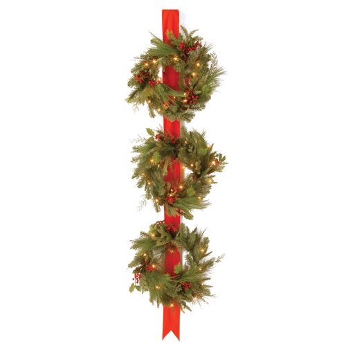 National Tree Co. Decorative Pre Lit Triple Wreath Door Hang