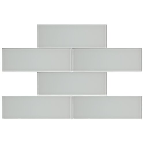 EliteTile Sierra 12 x 4 Polished Glass Grand Subway Tile in Ice