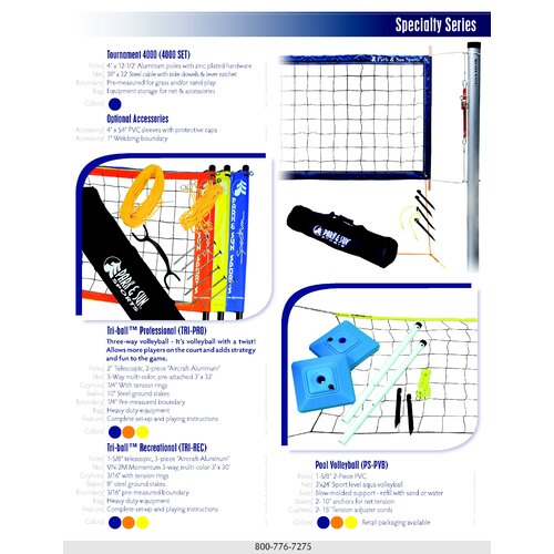 Park & Sun Pro Steel Cable Volleyball Net