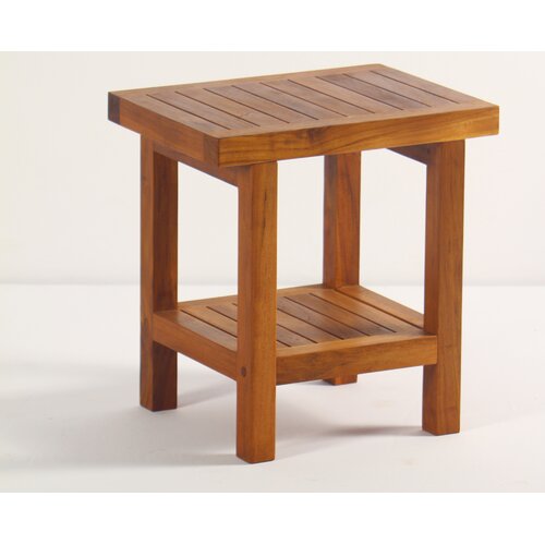 Aqua Teak Spa Teak Shower Stool with Shelf