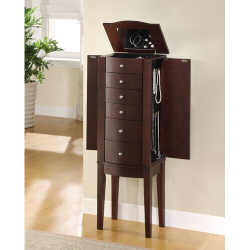 Powell Furniture Merlot Jewelry Armoire with Mirror