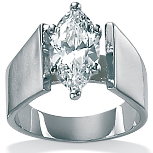 Palm Beach Jewelry Sterling Silver Cubic Zirconia Marquise Cut Ring