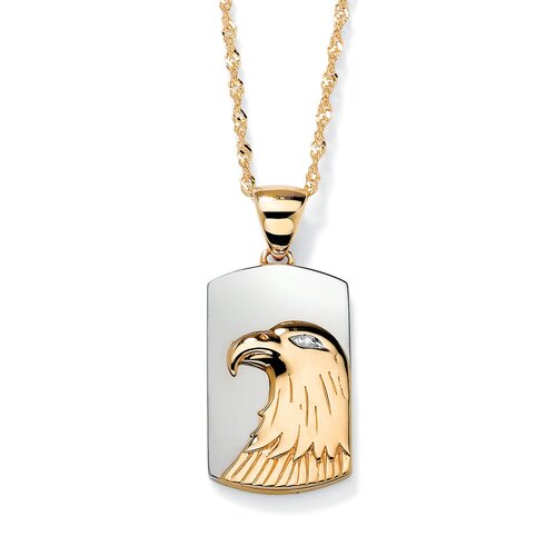 Palm Beach Jewelry 18k Gold/Silver Mens Diamond Accent Eagle Pendant