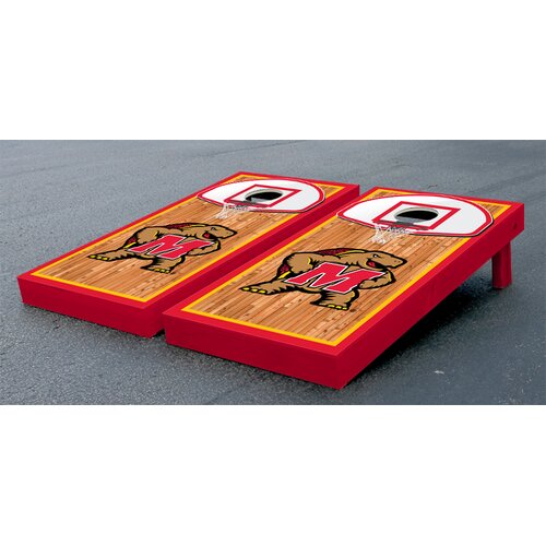 NCAA University Of Maryland Terps Basketball Hoop Wooden Cornhole Game