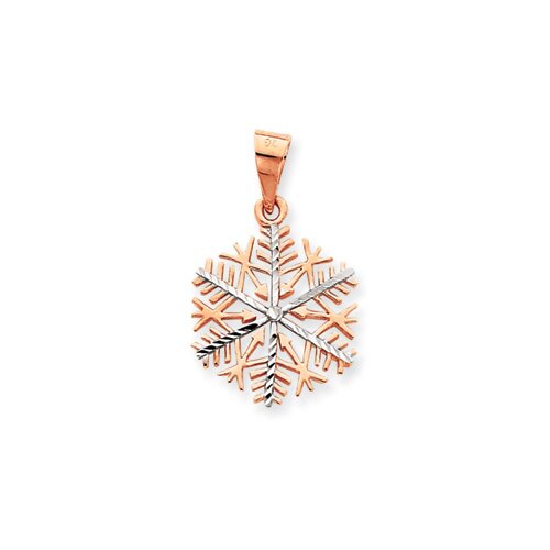 Jewelryweb 14k Rose gold and Rhodium Snowflake Pendant