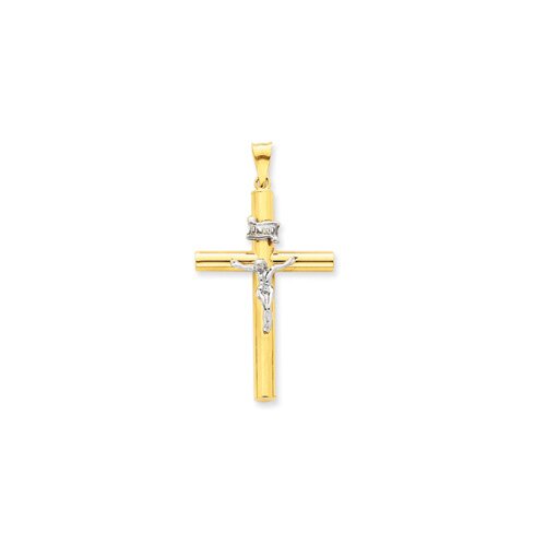 Jewelryweb 14k Two tone INRI Crucifix Pendant  Measures 46.6x24.9mm