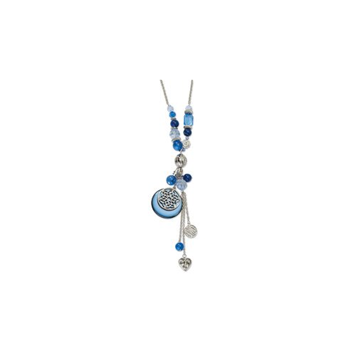 Jewelryweb Silver tone Light and Dark Blue Crystal 16inch With Ext