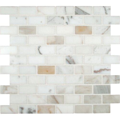 MSI Calacatta Gold 12 x 12 Polished Marble Mesh Mounted Mosaic Tile